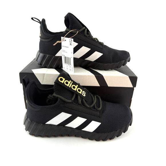 Adidas Kids Unisex Black Gold Metallic Cloud White Kaptir Flow Shoes Size 5.5 - Picture 5 of 13